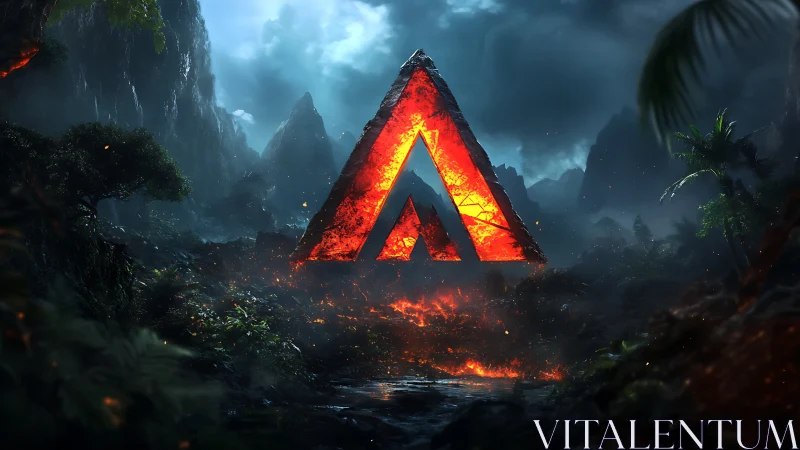 Glowing Volcano Gateway in Mystical Jungle