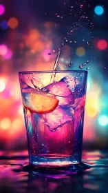 Chromatic Liquid Dynamics in Crystalline Vessel with Volumetric Caustic Illumination