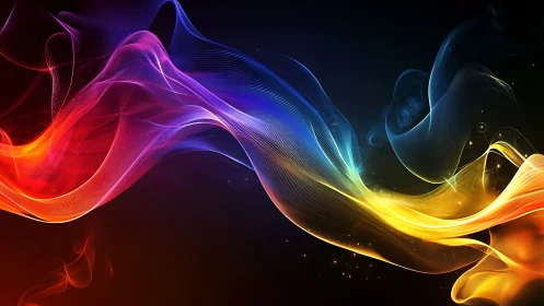 Multicolored light waveforms traverse a dark digital field