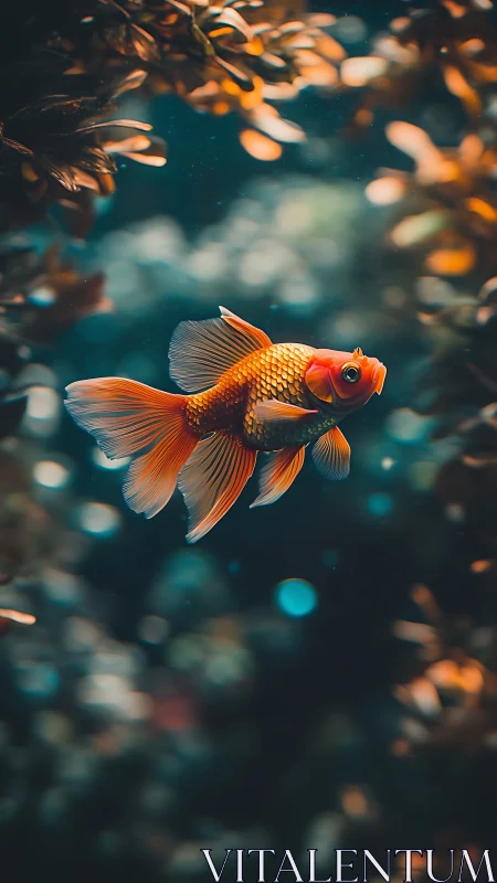 Goldfish daydream drifting through bokeh-tinted reef skies.