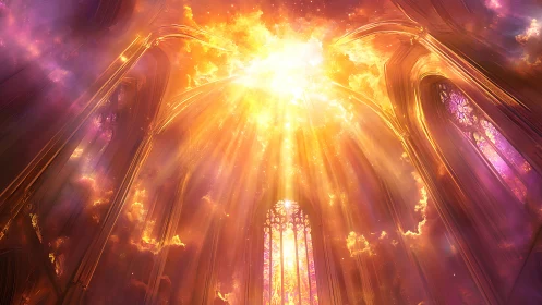 Cathedral of blazing dawnlight where heavens pour in.