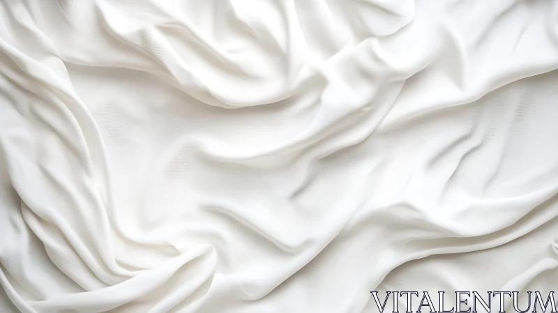 Flowing White Silk Fabric with Soft Folds, Minimalist Style.