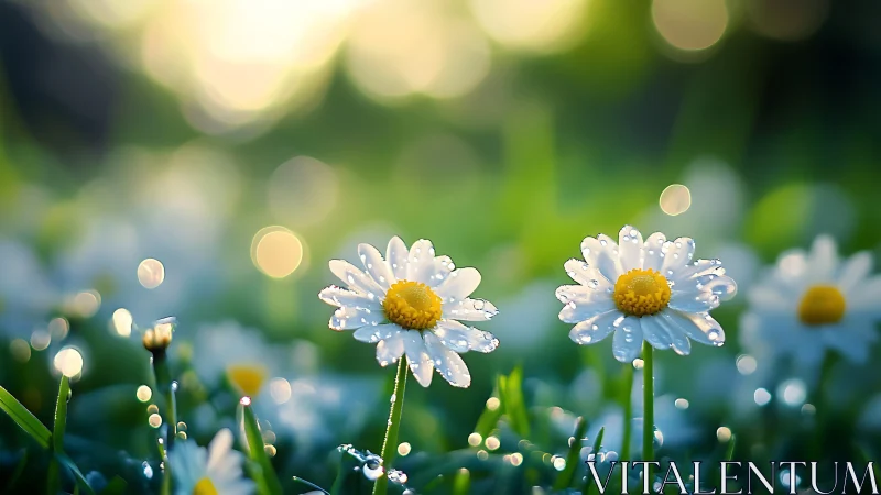 Dewdrops and Daisies: Morning Magic in Full Bloom.