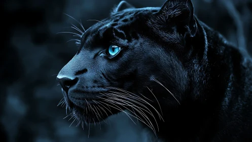 Black Panther Portrait: Cryogenic Blue Eyes and Cinematic Nocturnal Render
