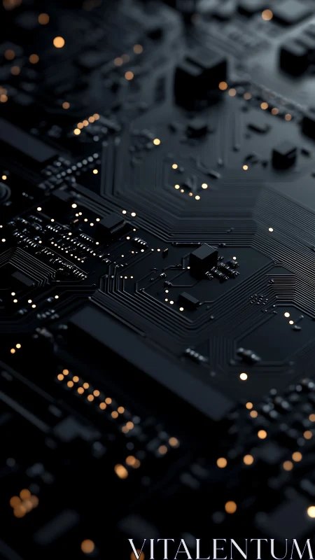 Circuit board macro render shows dark traces and components