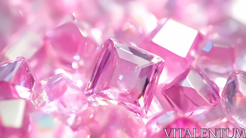 Pink square-cut gemstones in bright close-up macro view.