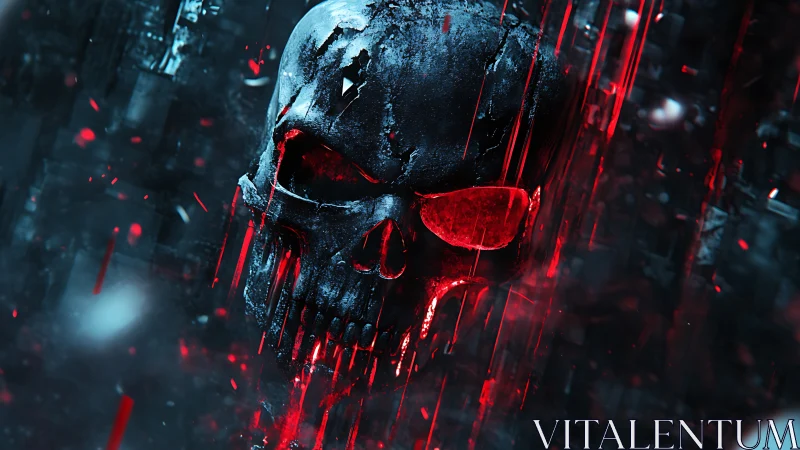 Glitchborne crimson skull dripping through the datastream.