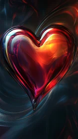 Luminous Heart Form with Radiant Glass Surface Rendering.