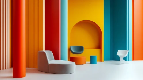 Colorful Modern Space with Bold Geometric Design.