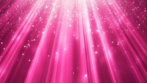Radiant pink light beams with sparkling glitter, abstract digital art.