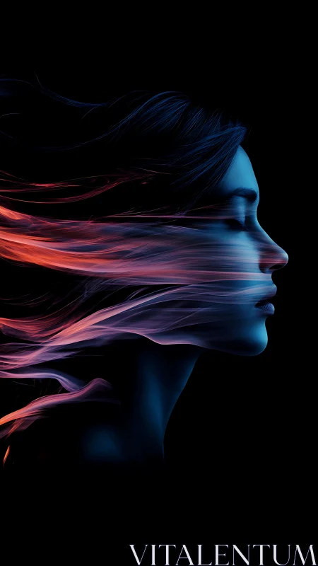 Digital painting profile with luminous flowing light trails.