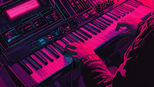 Neon synth sorcerer conjuring retro-futurist midnight melodies.