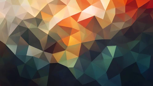 Low‑poly gradient mesh forms faceted warm to cool spectrum