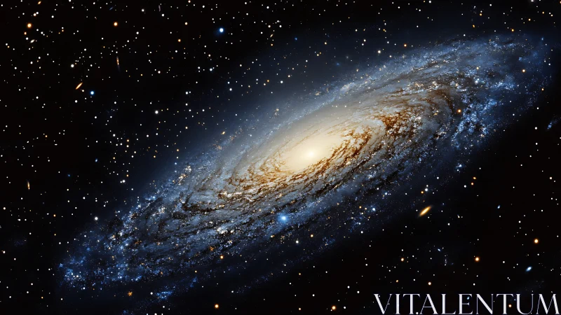 Spiral galaxy structure in deep-space photorealistic composition.
