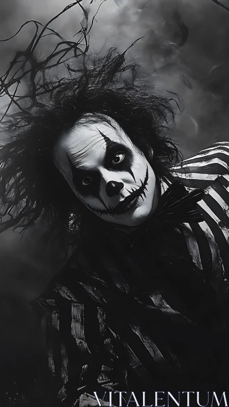 Whimsical striped phantom with a crooked carnival grin.