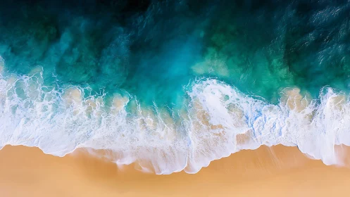 Aerial wave-front dynamics on littoral sand interface, high detail.