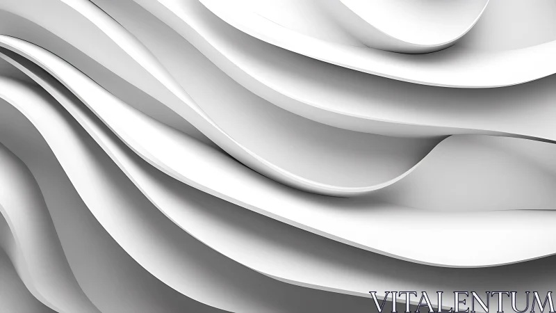 Abstract White Wavy Layers in Minimalist 3D Art Style.