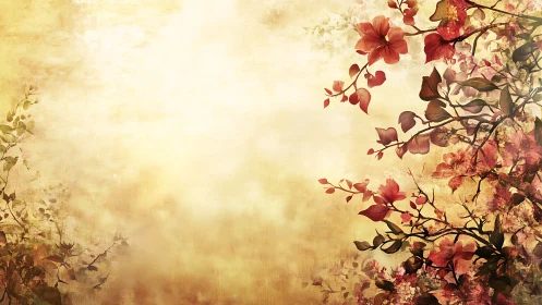 Vintage Floral Garden with Warm Golden Tones.