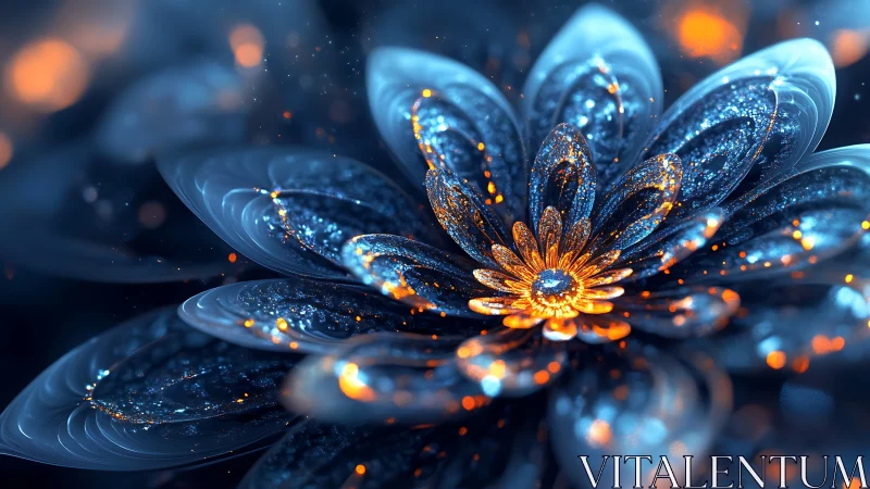 Starlit glass blossom ignites with molten ember petals.