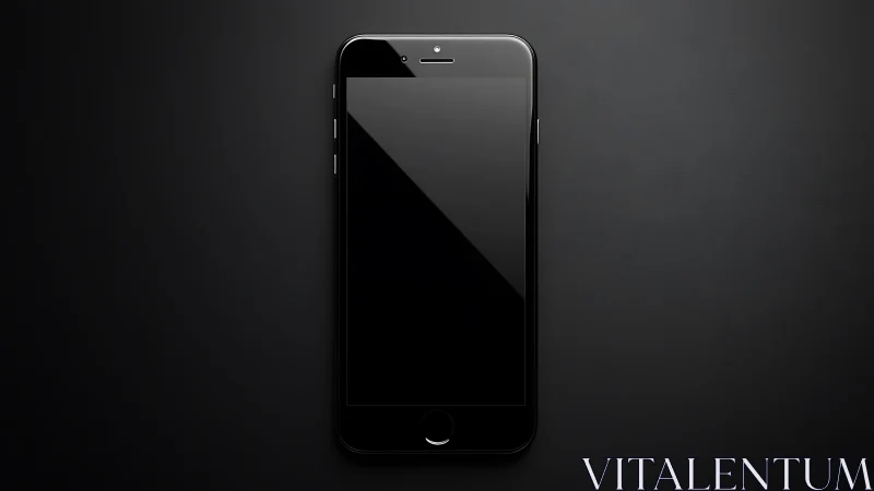 Black smartphone mockup against dark background.