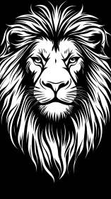 Bold lion portrait with flowing mane and steady gaze.