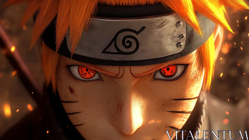 Intense close-up of stylized ninja hero rendered in 3D realism