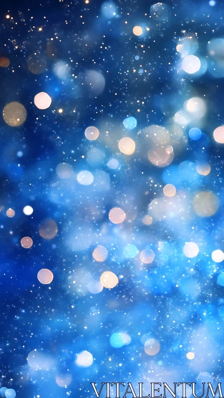 Soft starlit bokeh drifts across a dreamy blue night sky