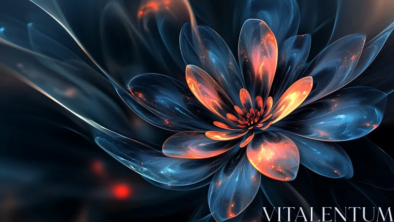 Luminous fractal flower blooms with molten neon light.