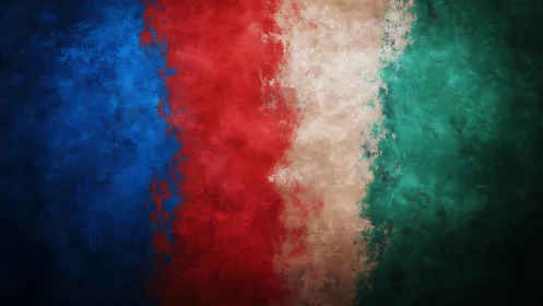 Abstract tricolor paint textures merge in a dramatic blur