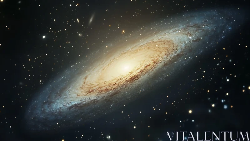 Spiral galaxy core glowing amid dense star field in space.