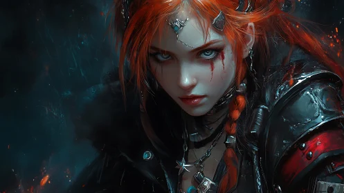 Battle-hardened warrior portrait with cinematic rim lighting and armor