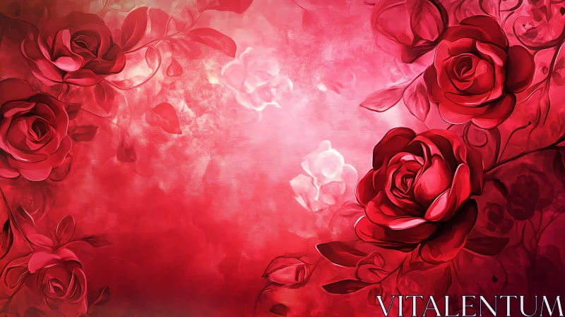 Crimson Garden Dreams Bloom in Ethereal Rose Symphony