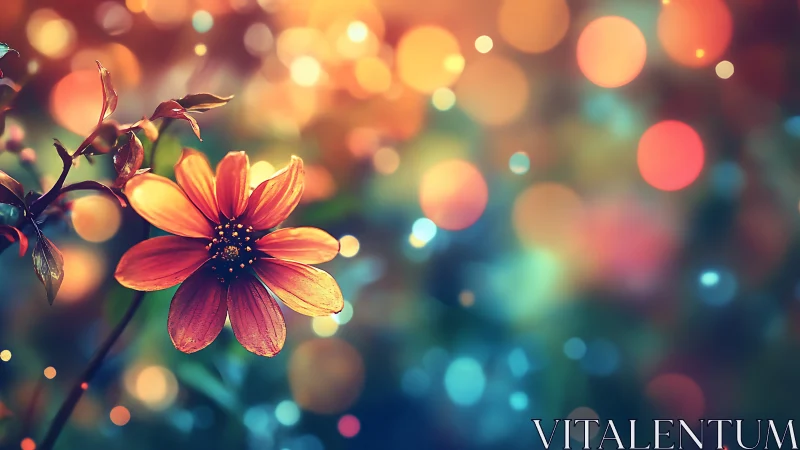 Cosmos Daisy Dances Through Soft Golden Bokeh Dreamscape