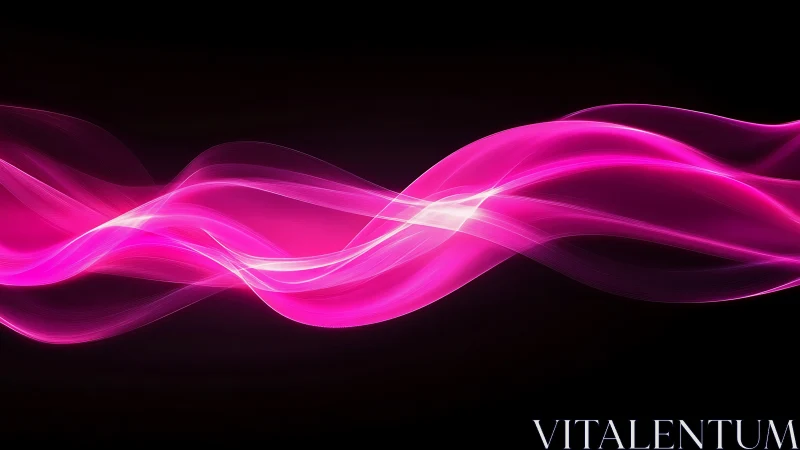 Vibrant magenta light waves curve across deep black field