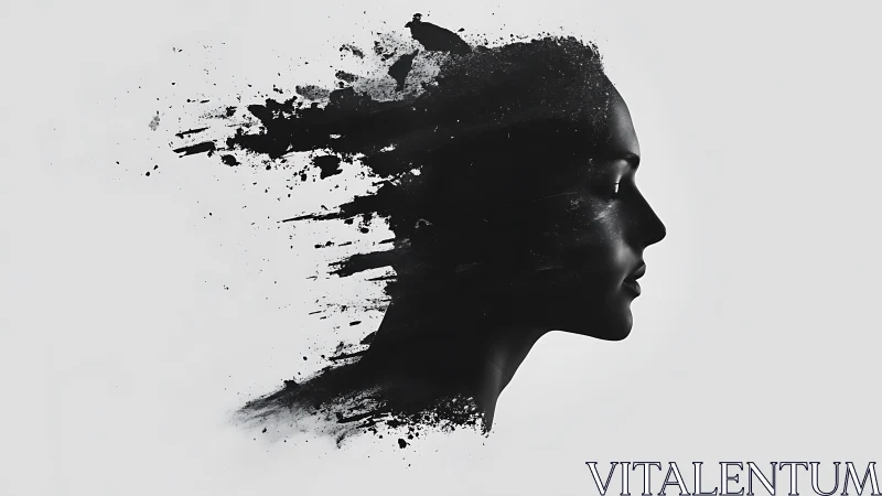 Gentle silhouette dissolving into soft inky daydreams.