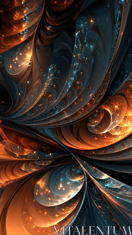 Glowing cosmic swirls of blue and orange unfolding gently.