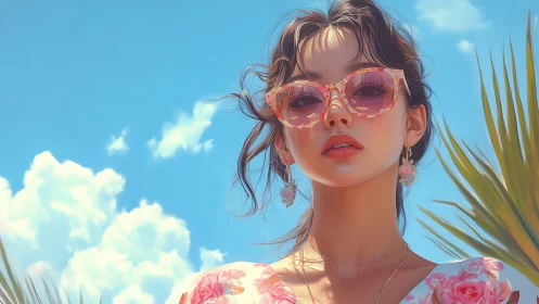 Stylish summer portrait captures confident woman in sunshine