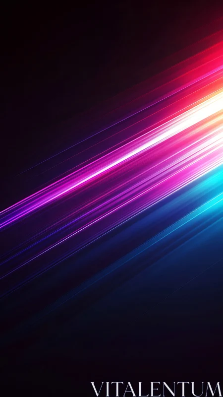 Neon light streaks slice dark gradient with prismatic glow.