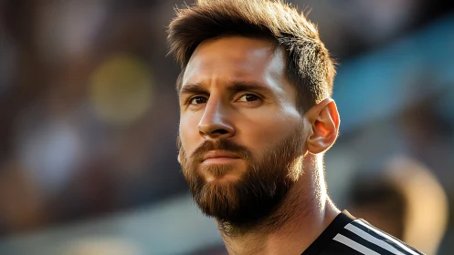 Stadium lights carve a steely gaze into late golden hour