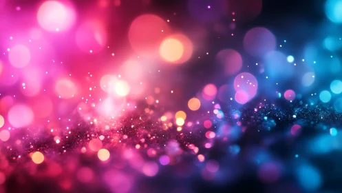 Vibrant abstract bokeh lights in pink and blue, digital art style.