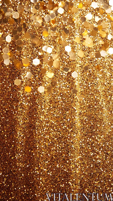 Cascading gold glitter storm in shimmering festive light.