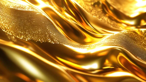 Shimmering Waves of Golden Silk in Abstract Luxury Art Style.