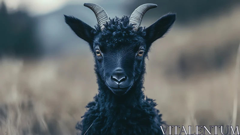 Black goat portrait uses shallow depth and muted tonal contrast