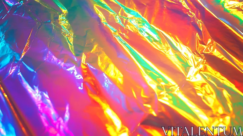 Shimmering rainbow foil catches light in playful color waves