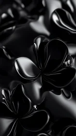 Velvety black petals drifting across a liquid nightscape.