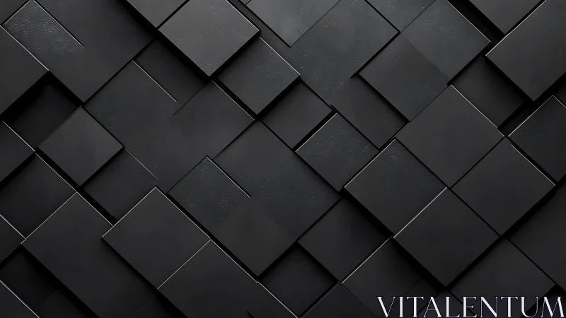 Black geometric panels form layered diagonal square grid