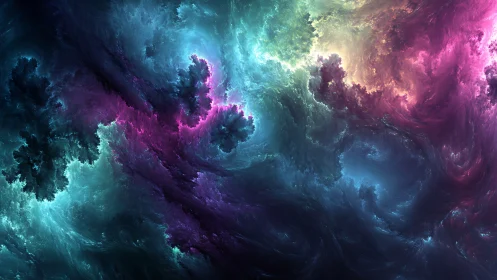 Fractal nebular turbulence with multichromatic volumetric gradients.