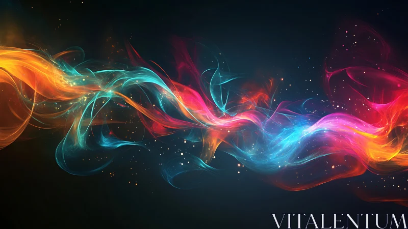 Flowing Light Ribbons with Particle Emission Systems in Dark Space Background