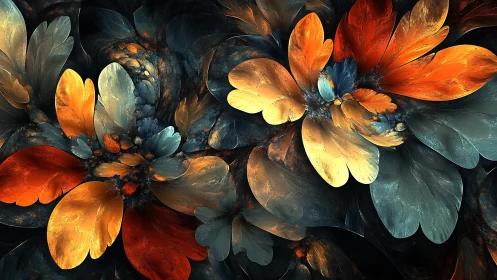 Glowing Petals in a Midnight Garden of Swirling Color.
