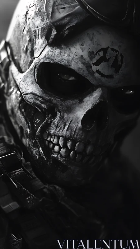 Grinning skull tactician studies the night through cracked armor